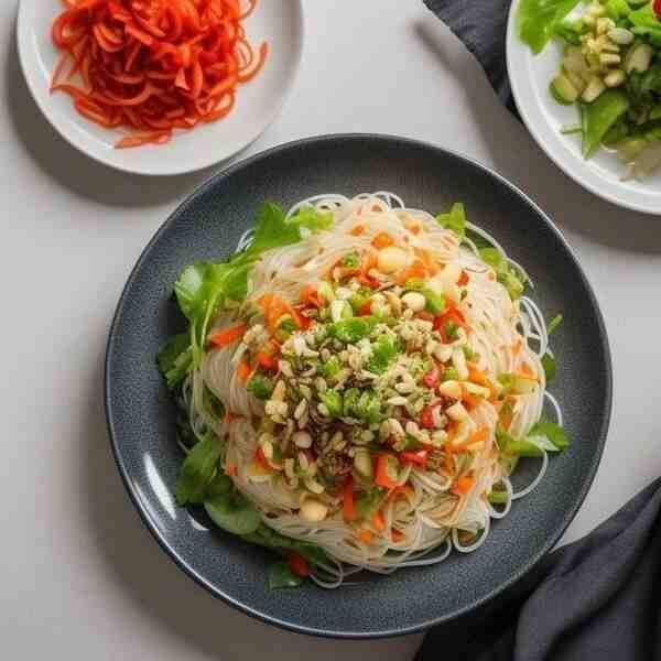 Салат с рисовой лапшой